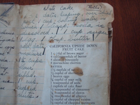 Handwritten Date Cake Recipe